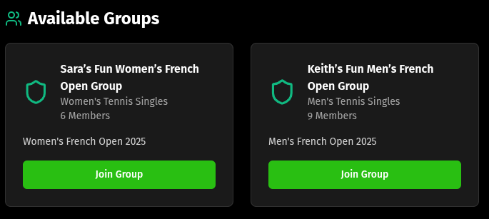 Available Groups